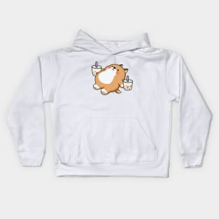 Lazy Shiba Loves Boba! Kids Hoodie